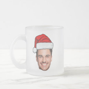 Caneca De Café Vidro Jateado Chapéu de Papai Noel com Foto Personalizada de Nat