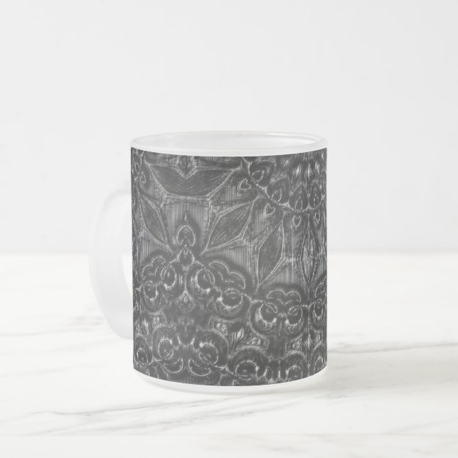 Caneca De Café Vidro Jateado Charcarvão Mandala (Frente Esquerda)