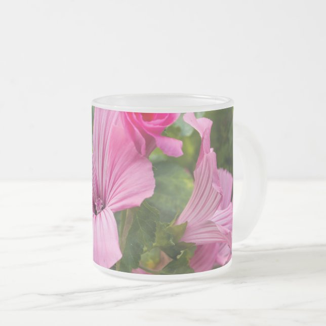 Caneca De Café Vidro Jateado chávena flor recortar (Frente Esquerda)