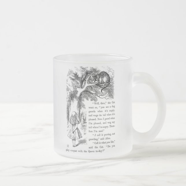 Caneca De Café Vidro Jateado Cheshire cat , “ Alice in Wonderland ” (Direita)