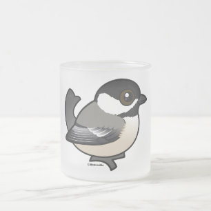 Caneca De Café Vidro Jateado Chickadee Preto-tampado