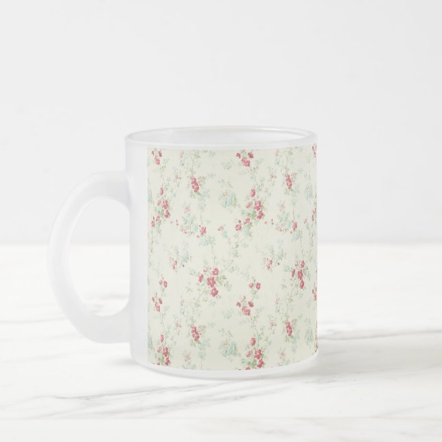 Caneca De Café Vidro Jateado Chiques florais (Esquerda)