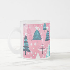 Caneca De Café Vidro Jateado Christmases Rosa