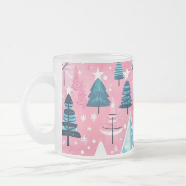 Caneca De Café Vidro Jateado Christmases Rosa (Esquerda)