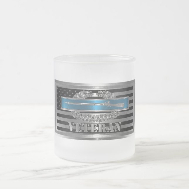 Caneca De Café Vidro Jateado CIB Combate Veterano-Combate à Infantryman Crachá (Centro)