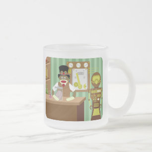 Caneca De Café Vidro Jateado Cientista de Steampunk do macaco da peúga