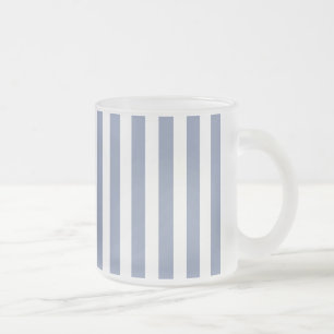 Caneca De Café Vidro Jateado Cinzas azuis e tiras de doces brancos