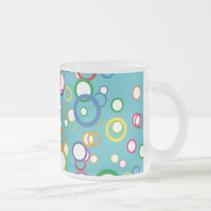 Caneca De Café Vidro Jateado Círculos Colorido Fosco
