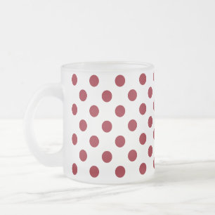 Caneca De Café Vidro Jateado Círculos de Bolinhas Vermelhas Crimson