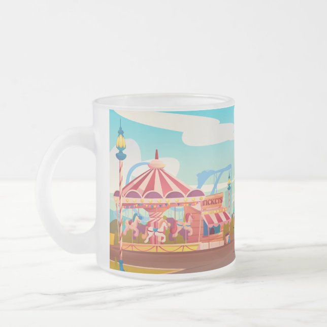 Caneca De Café Vidro Jateado Circus Amusement Park (Esquerda)