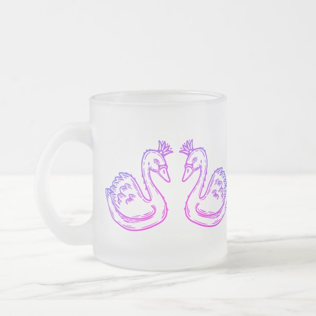 Caneca De Café Vidro Jateado Cisne na coroa (Esquerda)