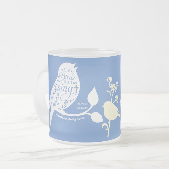 Caneca De Café Vidro Jateado Citação de aves cristãs (Frente Esquerda)