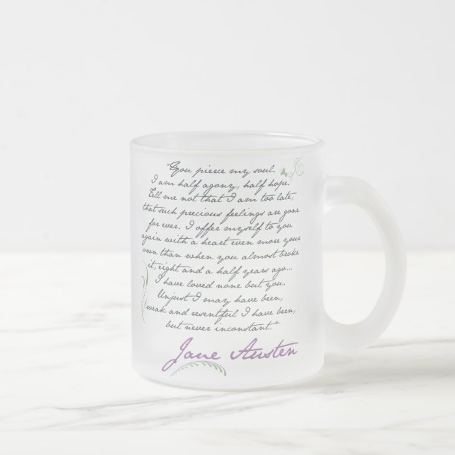 Caneca De Café Vidro Jateado Citações #1 da persuasão de Jane Austen (Direita)