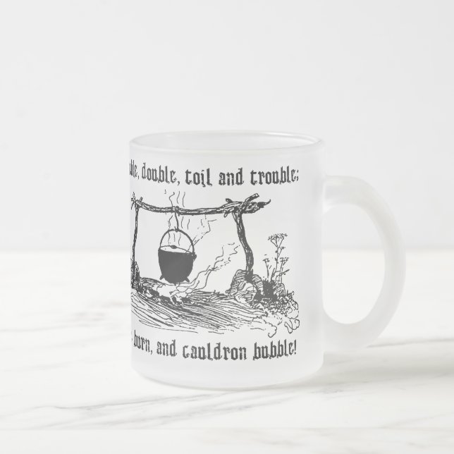 Caneca De Café Vidro Jateado Citações de Shakespeare da bolha do caldeirão da (Direita)