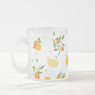 Caneca De Café Vidro Jateado Citrus Tropical SUMMER Laranja-limão