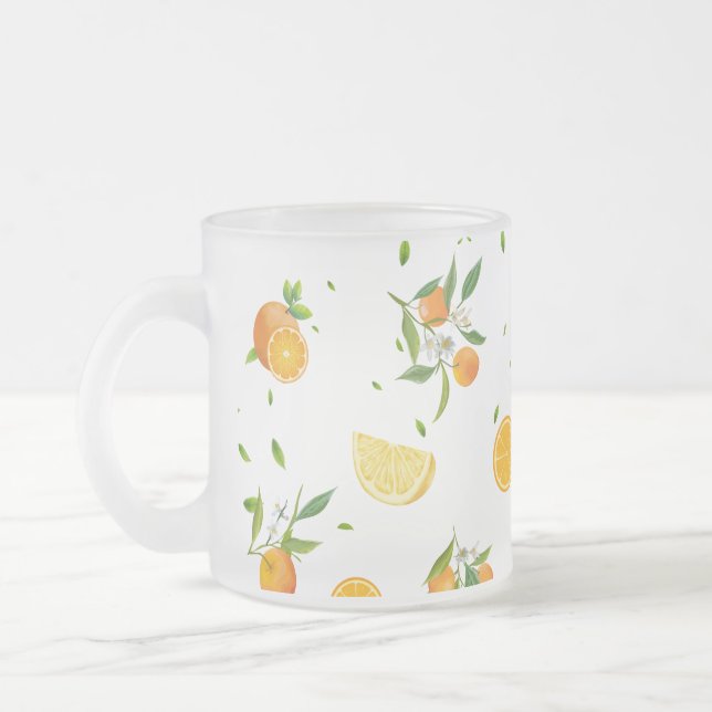 Caneca De Café Vidro Jateado Citrus Tropical SUMMER Laranja-limão (Esquerda)