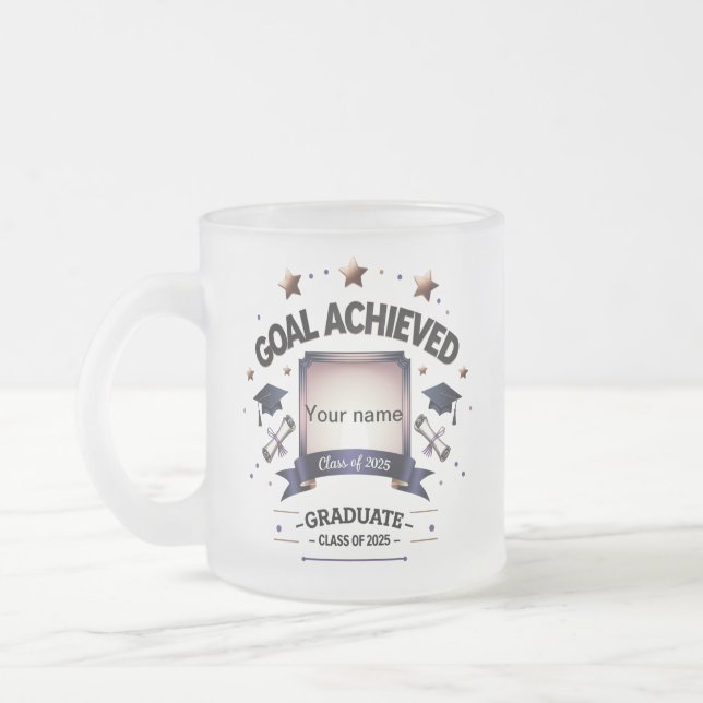 Caneca De Café Vidro Jateado Classe de 2025 Keepsasaame Mug (Esquerda)