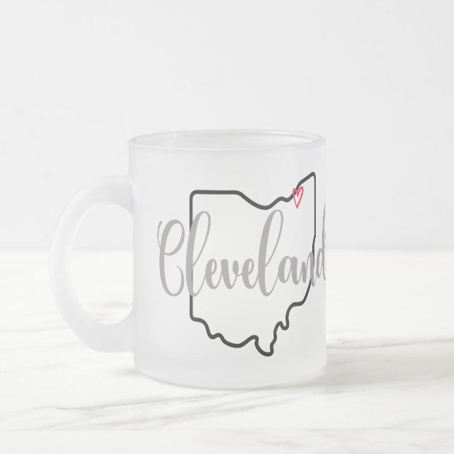 Caneca De Café Vidro Jateado Cleveland Ohio (Esquerda)