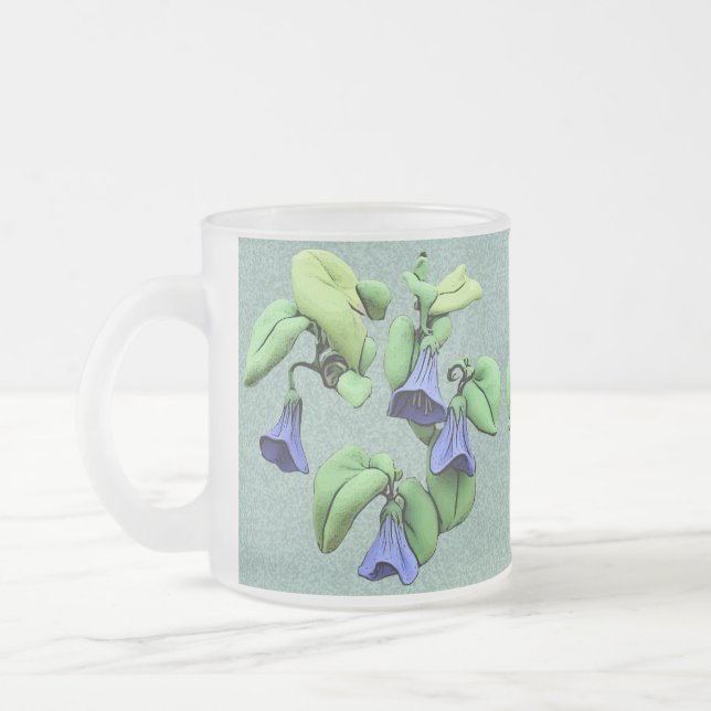 Caneca De Café Vidro Jateado Clitoria ternatea - Blue Darwin Pea (Esquerda)