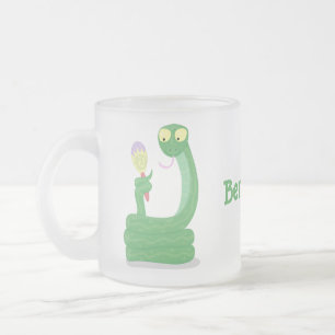 Caneca De Café Vidro Jateado cobra verde engraçado com desenhos de maraca
