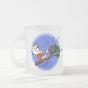 Caneca De Café Vidro Jateado Cocô engraçado tocando cartoon de violão