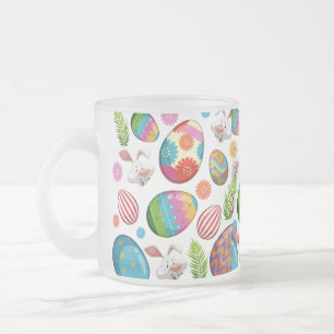Caneca De Café Vidro Jateado Coelhinhos De Ovos Coloridos De Páscoa-23172