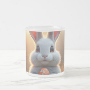 Caneca De Café Vidro Jateado Coelho alegre da Páscoa no encanto da primavera
