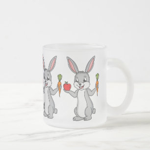 Caneca De Café Vidro Jateado Coelho bonito com cartografia de vegetais