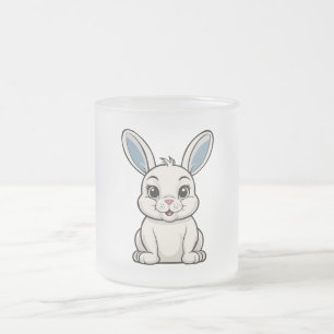 Caneca De Café Vidro Jateado Coelho Branco