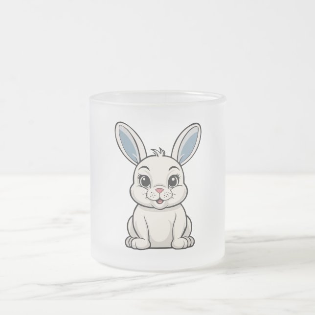 Caneca De Café Vidro Jateado Coelho Branco (Centro)
