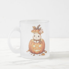 Caneca De Café Vidro Jateado Coelho de Abóbora de Halloween Fofo - Coelho de Ou