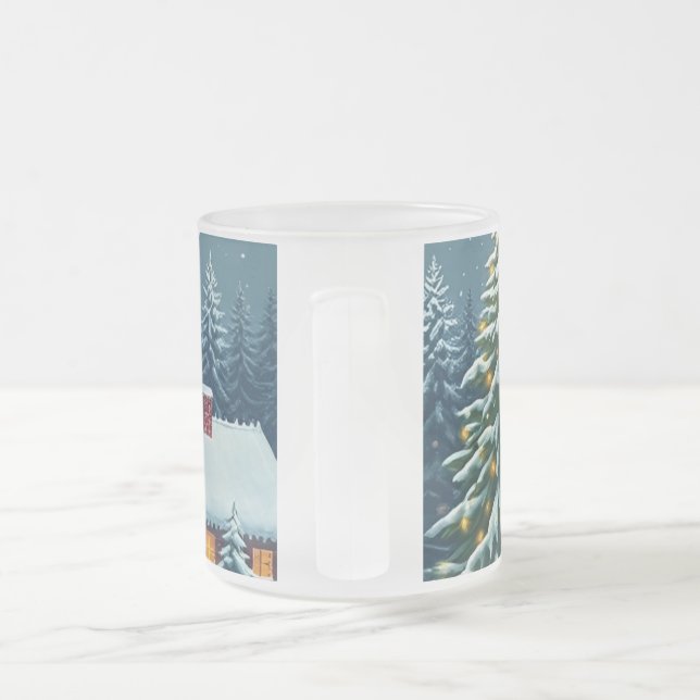 Caneca De Café Vidro Jateado Coffee Mug de Natal (Alça)