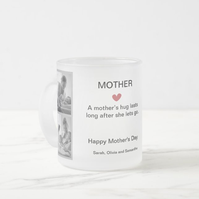 Caneca De Café Vidro Jateado Colagem Personalizada de Fotos em Preto e Branco (Frente Esquerda)