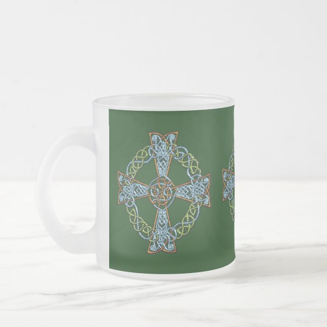 Caneca De Café Vidro Jateado Coleção CELTIC CROSS Irish Art Mug (Esquerda)