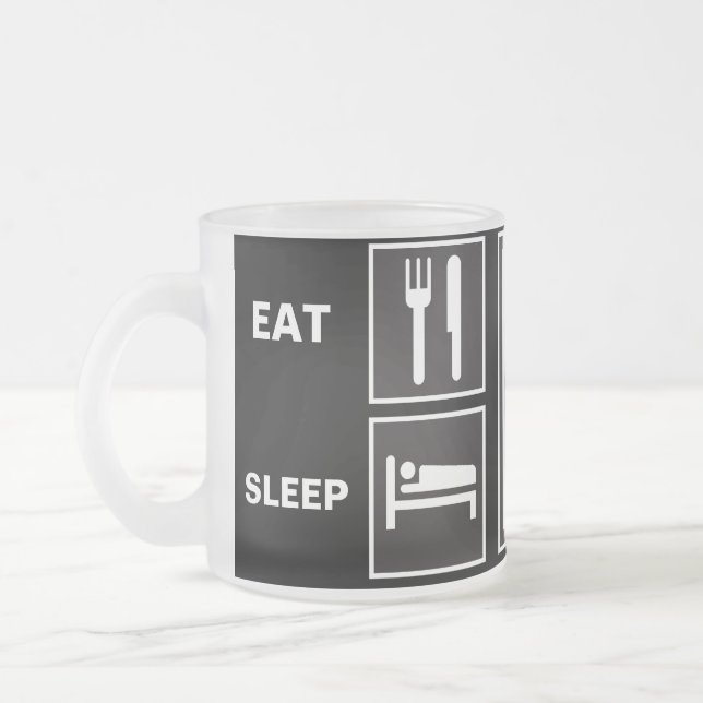 Caneca De Café Vidro Jateado Coma PEIXES do sono! (Esquerda)