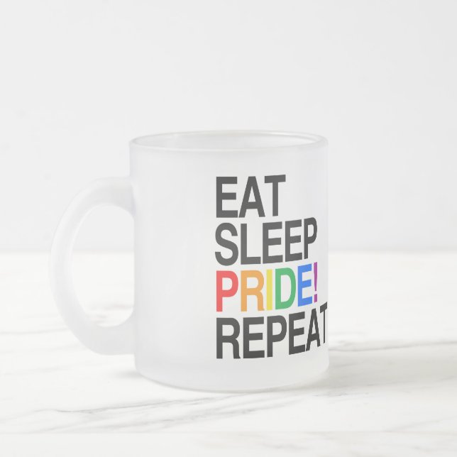 Caneca De Café Vidro Jateado Comer Dormir Orgulho Repetir (Esquerda)