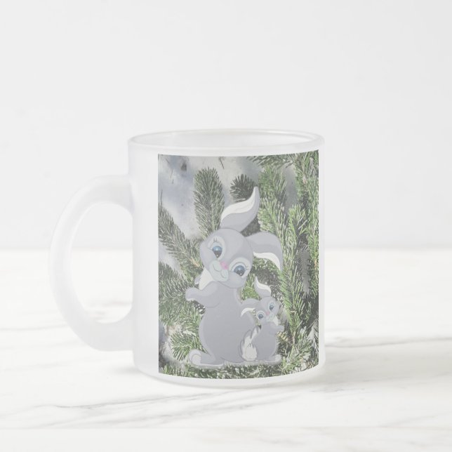 Caneca De Café Vidro Jateado concebido num ramo de coníferas (Esquerda)