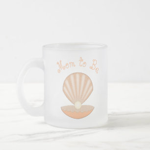 Caneca De Café Vidro Jateado Concha de ostra e Pérola Futuro Papai ou Mamãe Neu