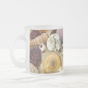 Caneca De Café Vidro Jateado Conchas marítimas na praia