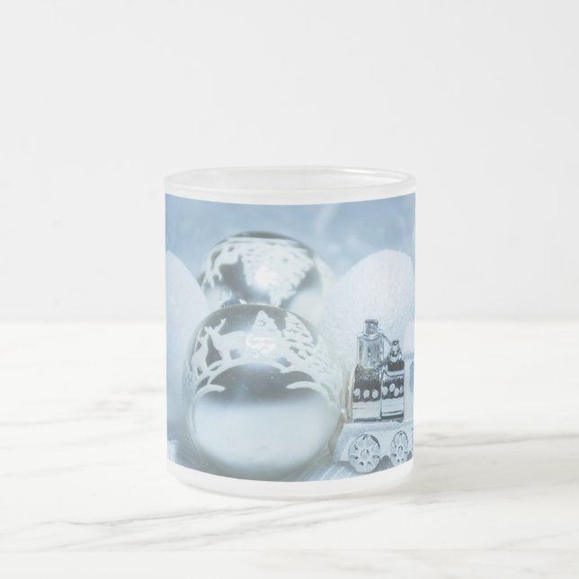 Caneca De Café Vidro Jateado Condecorações brancas de inverno. Natal. (Centro)