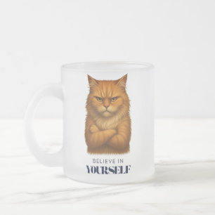 Caneca De Café Vidro Jateado Confiança Felina