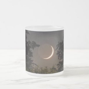 Caneca De Café Vidro Jateado Configuração da Lua Crescente