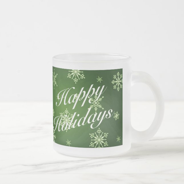 Caneca De Café Vidro Jateado Conjunto de Vidros de Feriado Verde de Férias Feli (Direita)