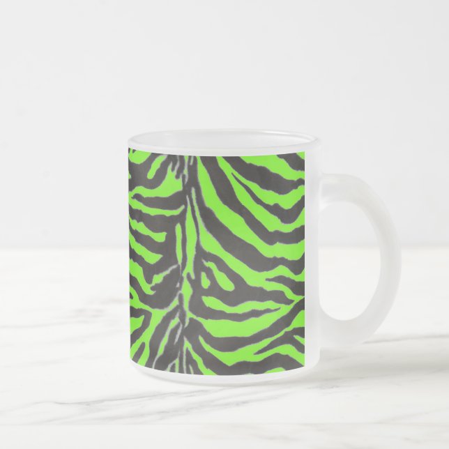Caneca De Café Vidro Jateado Contexto de Textura em Pele de Zebra Neon Verde (Direita)