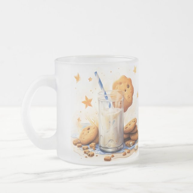 Caneca De Café Vidro Jateado Cookies e Leite (Esquerda)