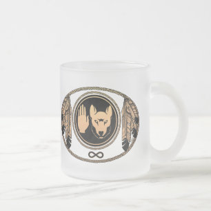 Caneca De Café Vidro Jateado Copas de Lobo Tribais Metis Sinalizadores