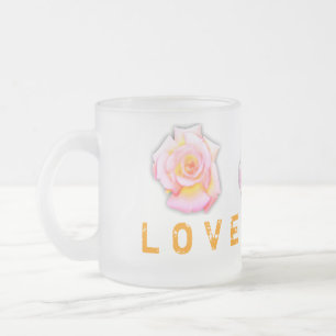 Caneca De Café Vidro Jateado copo de amor de flores de rosa