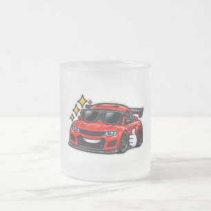 Caneca De Café Vidro Jateado Copo Geado de Carro Vermelho Amante de Funny Car
