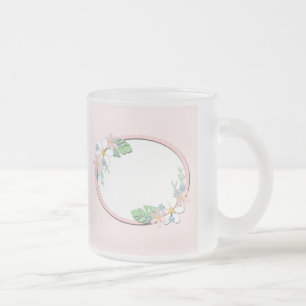 Caneca De Café Vidro Jateado Cor de rosa quadro floral em torno de crianças pr