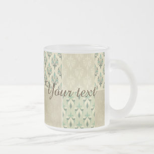 Caneca De Café Vidro Jateado Cor multiteal queda damasco chic real elegante